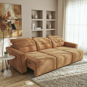 English Elm Falmouth Velvet Power Slider Sofa with Usb Charging for Living Room Theater Burnt Orange B183S00226