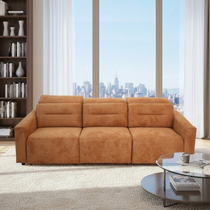 English Elm Falmouth Velvet Power Slider Sofa with Usb Charging for Living Room Theater Burnt Orange B183S00226