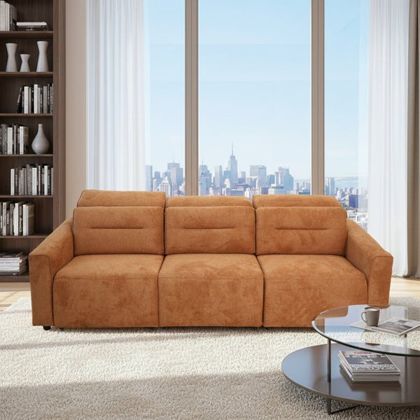 English Elm Falmouth Velvet Power Slider Sofa with Usb Charging for Living Room Theater Burnt Orange B183S00226