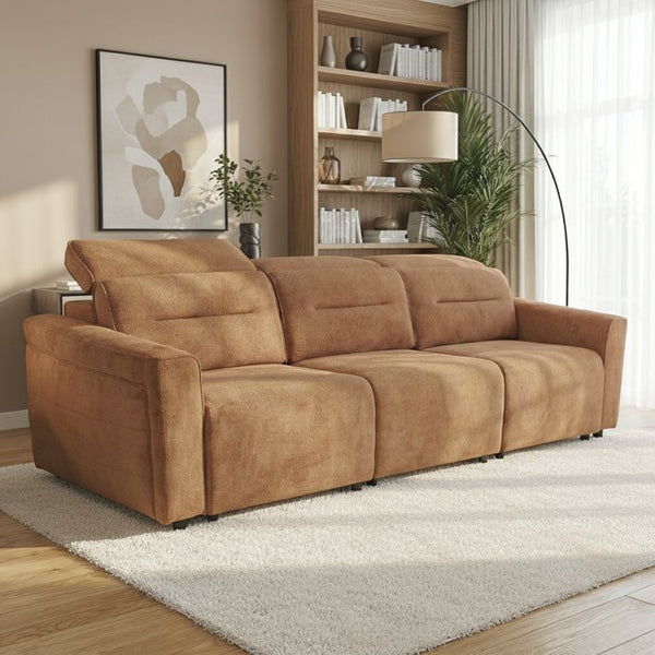 English Elm Falmouth Velvet Power Slider Sofa with Usb Charging for Living Room Theater Burnt Orange B183S00226
