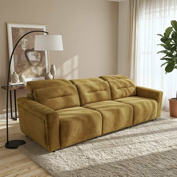 English Elm Falmouth Velvet Power Slider Sofa with Usb Charging for Living Room Theater Gold B183S00227