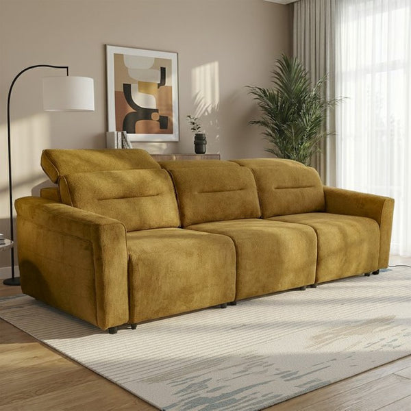 English Elm Falmouth Velvet Power Slider Sofa with Usb Charging for Living Room Theater Gold B183S00227