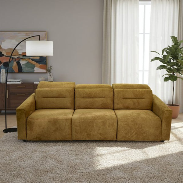 English Elm Falmouth Velvet Power Slider Sofa with Usb Charging for Living Room Theater Gold B183S00227