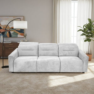English Elm Falmouth Velvet Power Slider Sofa with Usb Charging for Living Room Theater Light Grey B183S00228