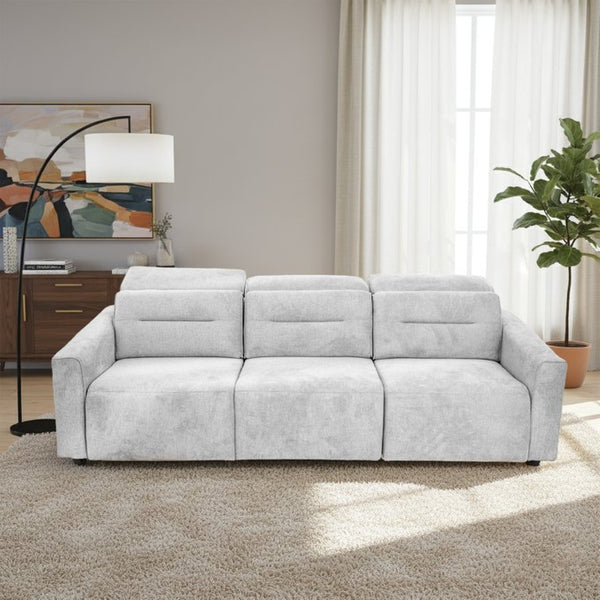 English Elm Falmouth Velvet Power Slider Sofa with Usb Charging for Living Room Theater Light Grey B183S00228
