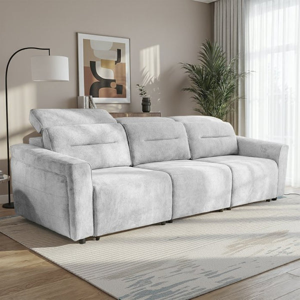 English Elm Falmouth Velvet Power Slider Sofa with Usb Charging for Living Room Theater Light Grey B183S00228