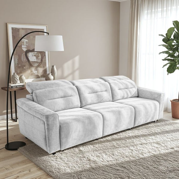 English Elm Falmouth Velvet Power Slider Sofa with Usb Charging for Living Room Theater Light Grey B183S00228