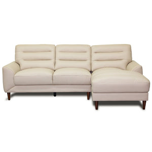 English Elm Clarion Genuine Leather Sectional with Chaise Channel Stitched Contemporary Living Room Cream B183S00230