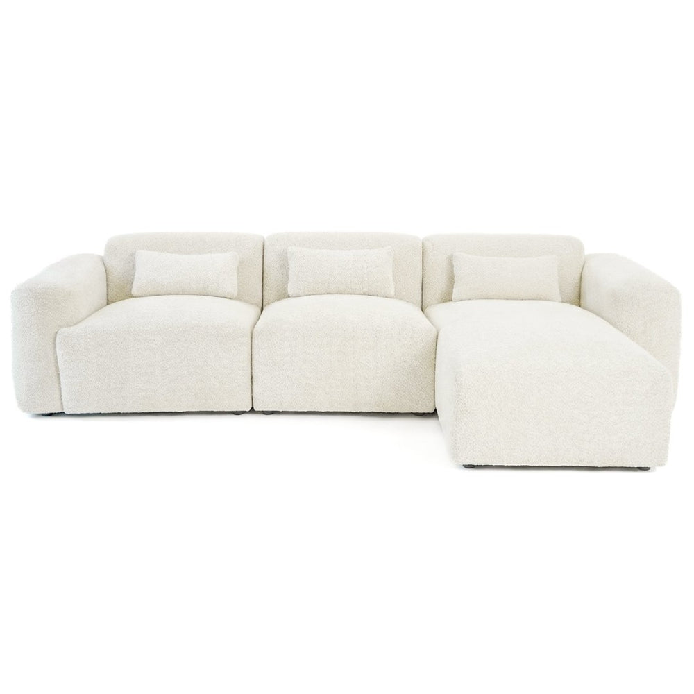 English Elm Haledon Three Piece Boucle Sectional with Right Chaise for Modern Living Rooms B183S00232