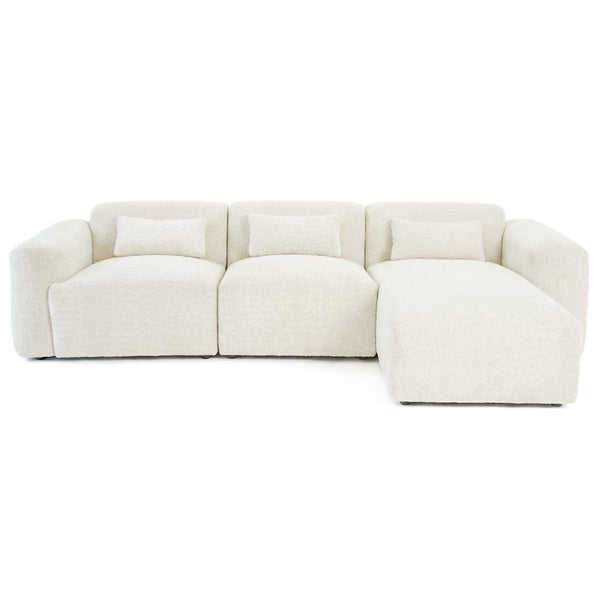 English Elm Haledon Three Piece Boucle Sectional with Right Chaise for Modern Living Rooms B183S00232