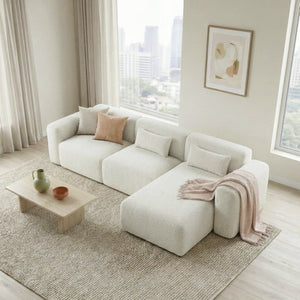 English Elm Haledon Three Piece Boucle Sectional with Right Chaise for Modern Living Rooms B183S00232