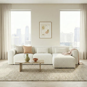 English Elm Haledon Three Piece Boucle Sectional with Right Chaise for Modern Living Rooms B183S00232