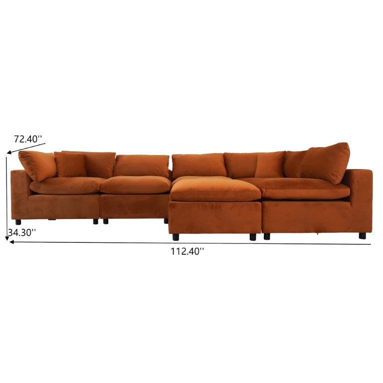 English Elm Hayward 3-Piece Velvet Modular Sectional Seating Six with Oak Frame Support B183S00233