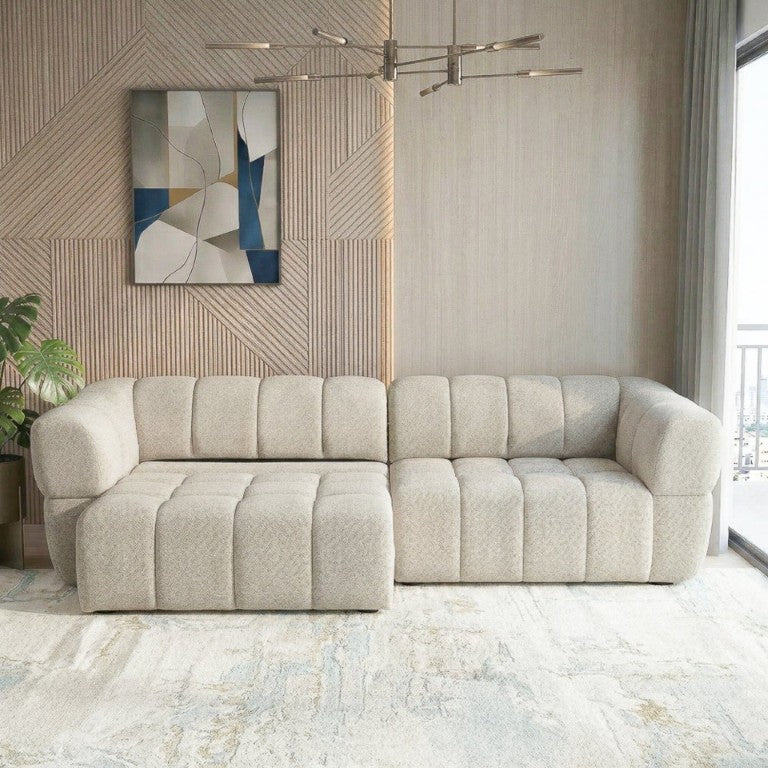 English Elm Burntwood Grid Tufted Chenille Power Sliding Sofa for Modern Living Rooms B183S00235