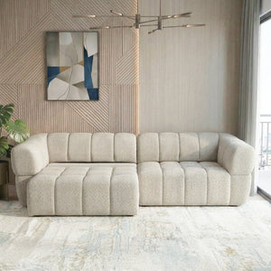 English Elm Burntwood Grid Tufted Chenille Power Sliding Sofa for Modern Living Rooms B183S00235