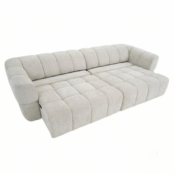 English Elm Burntwood Grid Tufted Chenille Power Sliding Sofa for Modern Living Rooms B183S00235