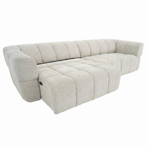 English Elm Burntwood Grid Tufted Chenille Power Sliding Sofa for Modern Living Rooms B183S00235