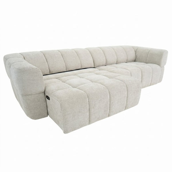 English Elm Burntwood Grid Tufted Chenille Power Sliding Sofa for Modern Living Rooms B183S00235