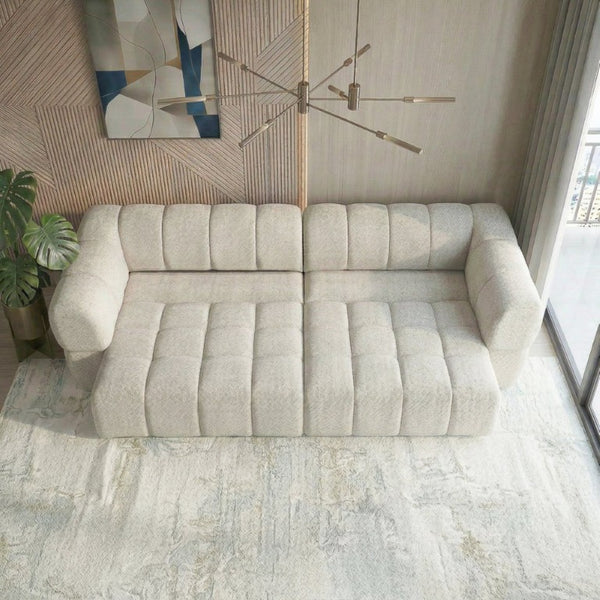 English Elm Burntwood Grid Tufted Chenille Power Sliding Sofa for Modern Living Rooms B183S00235