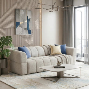 English Elm Burntwood Grid Tufted Chenille Power Sliding Sofa for Modern Living Rooms B183S00235