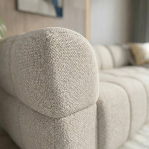 English Elm Burntwood Grid Tufted Chenille Power Sliding Sofa for Modern Living Rooms B183S00235