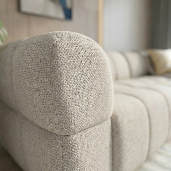 English Elm Burntwood Grid Tufted Chenille Power Sliding Sofa for Modern Living Rooms B183S00235