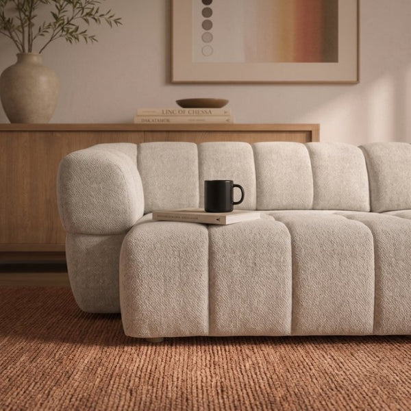 English Elm Burntwood Grid Tufted Chenille Power Sliding Sofa for Modern Living Rooms B183S00235