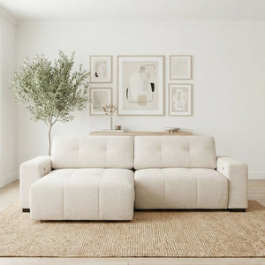 English Elm Corston Grid Tufted Linen Power Reclining Sofa with Dual Independent Sliders B183S00236