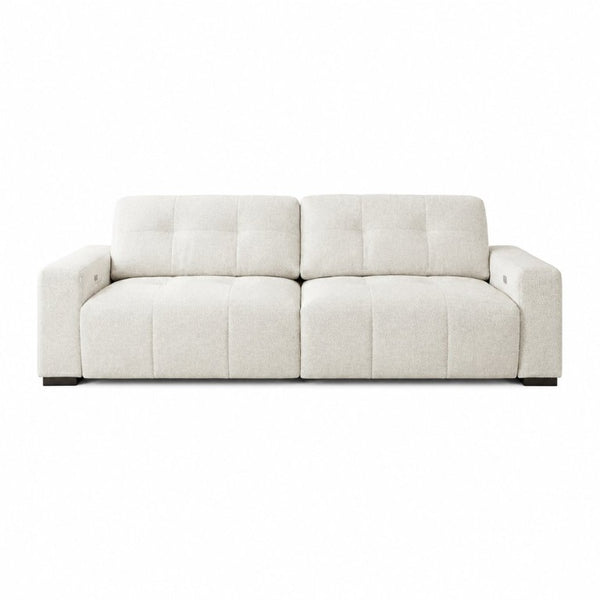 English Elm Corston Grid Tufted Linen Power Reclining Sofa with Dual Independent Sliders B183S00236