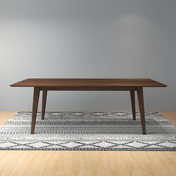 English Elm Levi Mid-Century Solid Wood Rectangular Dining Set with Six PU Leather Chairs B183S00246