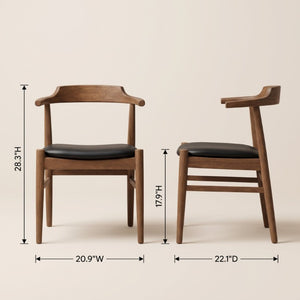 English Elm Levi Mid-Century Solid Wood Rectangular Dining Set with Six PU Leather Chairs B183S00246