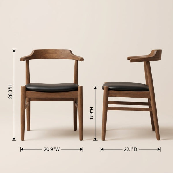 English Elm Levi Mid-Century Solid Wood Rectangular Dining Set with Six PU Leather Chairs B183S00246