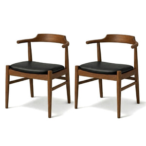 English Elm Levi Mid-Century Solid Wood Rectangular Dining Set with Six PU Leather Chairs B183S00246