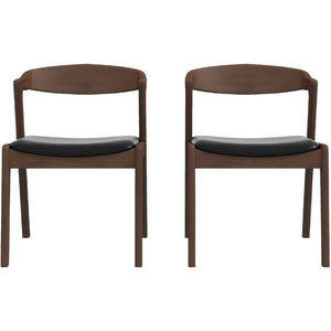 English Elm Modern Mid-Century Walnut Solid Wood Dining Set with PU Leather Upholstered Chairs for 4 B183S00248