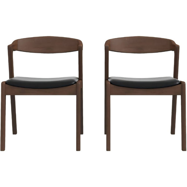 English Elm Modern Mid-Century Walnut Solid Wood Dining Set with PU Leather Upholstered Chairs for 4 B183S00248