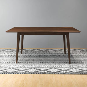 English Elm Modern Mid-Century Walnut Solid Wood Dining Set with PU Leather Upholstered Chairs for 4 B183S00248
