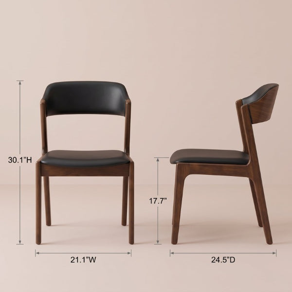 English Elm Modern Solid Walnut Dining Set for Four with PU Leather Cushioned Chairs Mid Century B183S00249