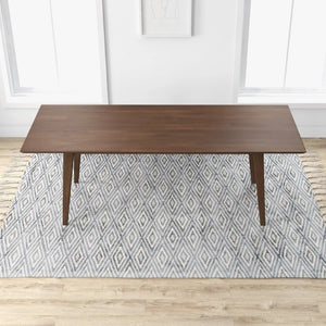 English Elm Modern Solid Walnut Dining Set for Four with PU Leather Cushioned Chairs Mid Century B183S00249