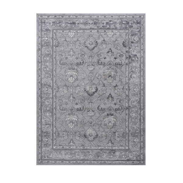 English Elm Marfi Oriental Woven Area Rug Stain Resistant Low Pile for Living or Dining Rooms Grey B189P183419