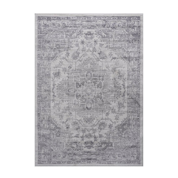 English Elm Marfi Oriental Woven Area Rug Stain Resistant Low Pile for Living or Dining Rooms Silver B189P183424
