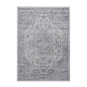 English Elm Marfi Oriental Geometric Area Rug Low Pile Synthetic Weave for Living and Dining Rooms Silver B189P183425