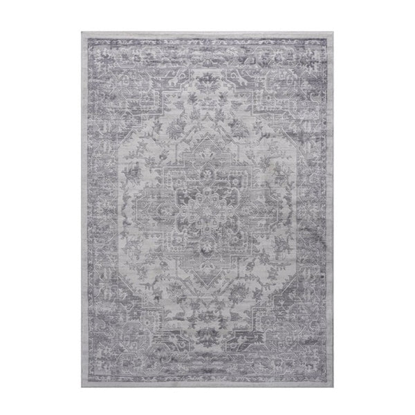 English Elm Marfi Oriental Geometric Area Rug Low Pile Synthetic Weave for Living and Dining Rooms Silver B189P183425
