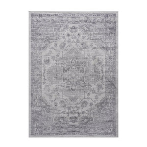 English Elm Marfi Oriental Inspired Machine Woven Area Rug Low Pile Stain Resistant Living Room Silver B189P183426