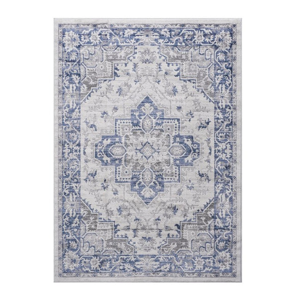 English Elm Marfi Oriental Loop Pile Area Rug Stain Resistant Synthetic Weave for Living Spaces Blue+Grey B189P183493