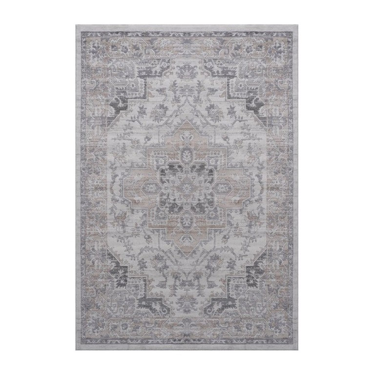 English Elm Marfi Oriental Geometric Area Rug Low Pile Synthetic Weave for Living and Dining Rooms Ivory B189P183497