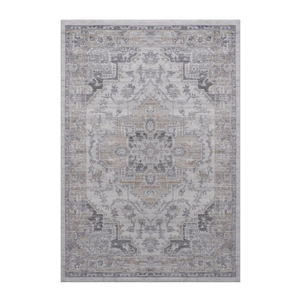 English Elm Marfi Oriental Geometric Area Rug Low Pile Synthetic Weave for Living and Dining Rooms Ivory B189P183497
