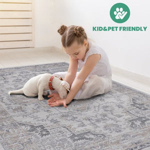 English Elm Marfi Oriental Geometric Area Rug Low Pile Synthetic Weave for Living and Dining Rooms Ivory B189P183497