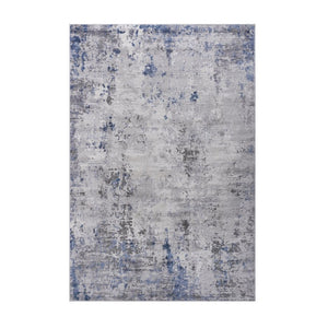 English Elm Marfi Oriental Woven Area Rug Stain Resistant Low Pile for Living or Dining Rooms Silver + Blue B189P183506