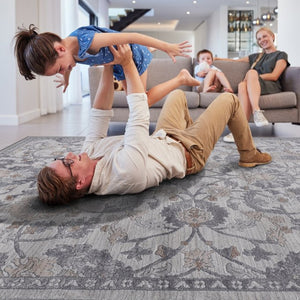 English Elm Marfi Oriental Loop Pile Area Rug Stain Resistant Synthetic Weave for Living Spaces Sand / Ivory / Oriental B189P183525