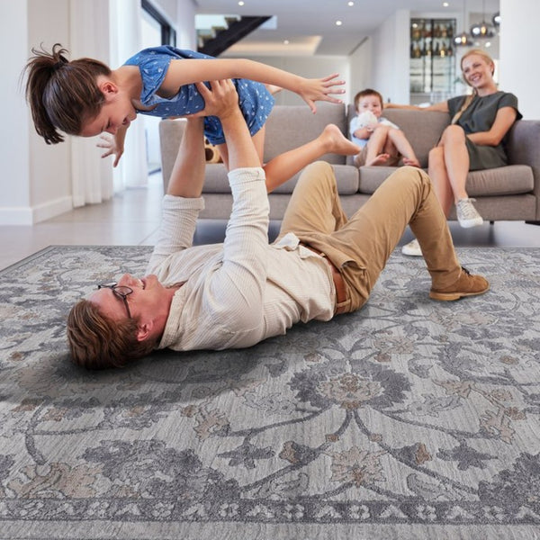 English Elm Marfi Oriental Loop Pile Area Rug Stain Resistant Synthetic Weave for Living Spaces Sand / Ivory / Oriental B189P183525